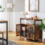_sideboard, kitchen cabinet, storage cabinet with 2 transparent glass doors, adjustable shelves, for kitchen, dining room, 100 x 35 x 80 cm, industrial style, vintage brown-black Image 3