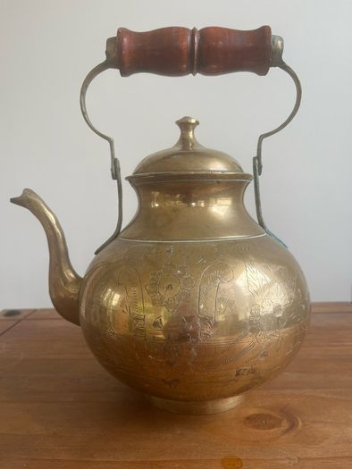 Large vintage brass kettle