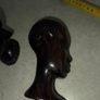 Carved Ebony Wood? Head Man & Woman Bust Tribal Head Statue Figure Set Vintage Image 4