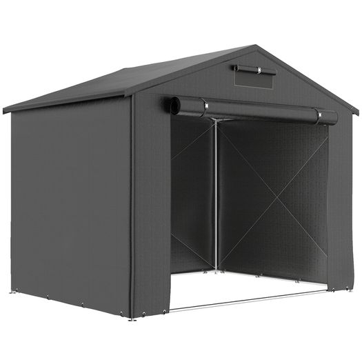 Tent garage 2.5 x 1.8 m Waterproof garage tent with roll-up zipper door ventilation window Dark gray