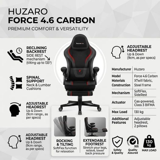 Huzaro Force 4.6 Carbon Gaming Chair with Footrest