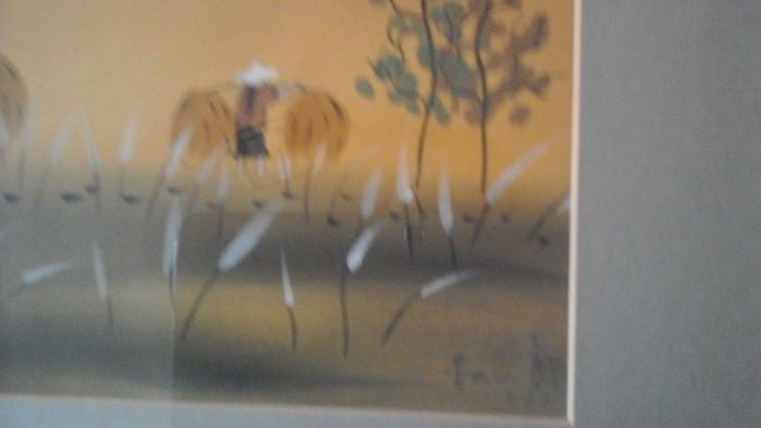 Painting on fabric, signed