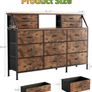 Dresser for Bedroom with 13 Drawers, 55 inchWide Chest of Drawers, Fabric Dresser with 2 Wooden Shelves, Storage Organizer Unit with Fabric Bins for Bedroom, Living Room, Hallway, Rustic Brown Image 10