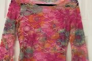 Vintage 1990's Feelgood Paris Top - Floral Pink with Cami  Size S