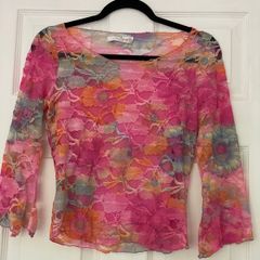 Vintage 1990's Feelgood Paris Top - Floral Pink with Cami  Size S