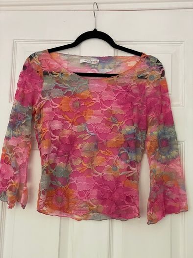 Vintage 1990's Feelgood Paris Top - Floral Pink with Cami  Size S