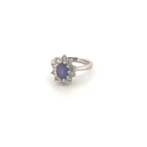 18kt White Gold Diamond And Tanzanite Ring
