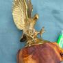 Vintage cast brass eagle on bog oak Image 8