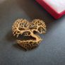 Laser Cut Tree of Life Brooch with intricate branches design Heart Shape Tree Pin Badge Woodlands Jewellery Gold Tone Image 5