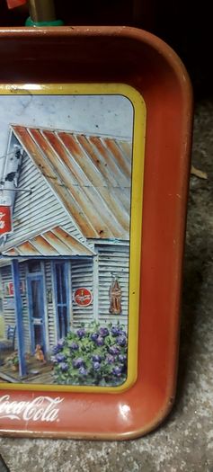 Coca cola metal drinks tray,used condition, see pictures for condition good solid used condition, nice display advertising item, buyer collects or pays postage thank you, sold as is ,front good ,back small bit of surface rust,,