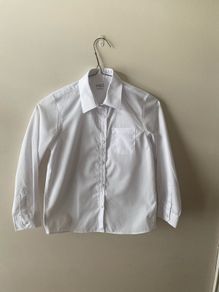 M&S white Velcro shirt (as new) age 9-10