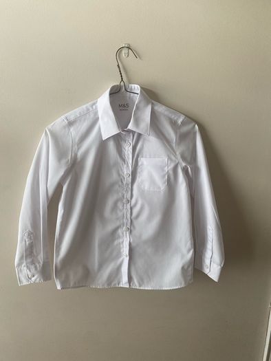 M&S white Velcro shirt (as new) age 9-10