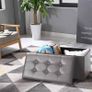 NEW SALE | Folding Ottoman Bench Storage Box with Lid, Large Storage Seat Faux Leather Footstool Toy Storage Box, Brown, 76 x 38 x 38 cm Image 2