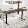 Electric Standing Desk Height Adjustable 170x60cm Sit Stand with Splicing Top for Home Office (Black Frame + Black Walnut Desktop) Image 3