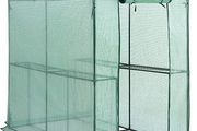 Foil Greenhouse Tomato House Plant House with 4 Shelves Roll-Up Door