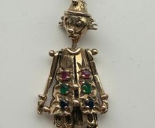 Vintage gold clown pendant