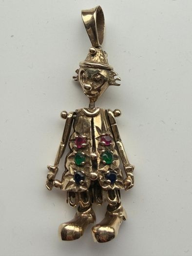 Vintage gold clown pendant