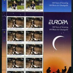 2007 Ireland Europa (Centenary of Scouting) Commemorative Stamp Sheetlets Plate 1B1B1B1B Mint Never Hinged (MNH)