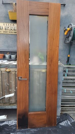 Solid wood frosted glass door
