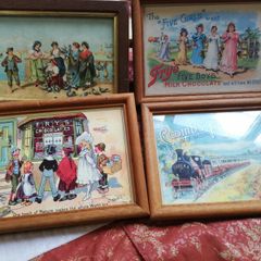 Lot of 4 small reproduction pictures with frame