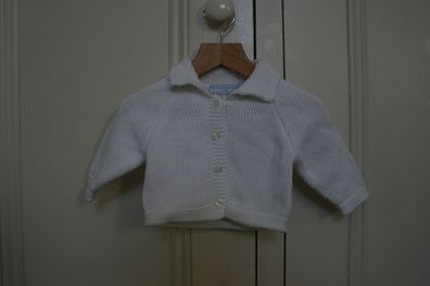 The Little White Company White Cotton Knit Cardigan Age 0 - 3 Months - Like New