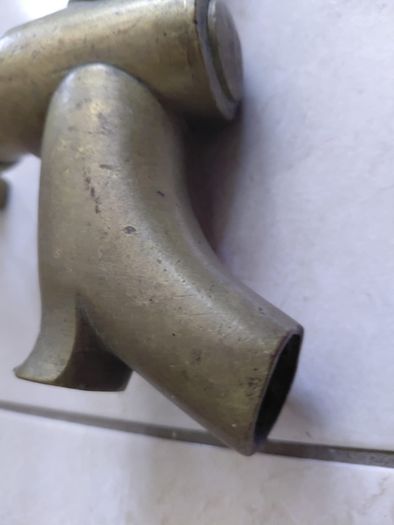 Antique French solid brass oak barrel tap or spigot