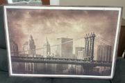 Vintage Style Framed Picture Of Manhattan Bridge &amp; New York Skyline - Can Deliver