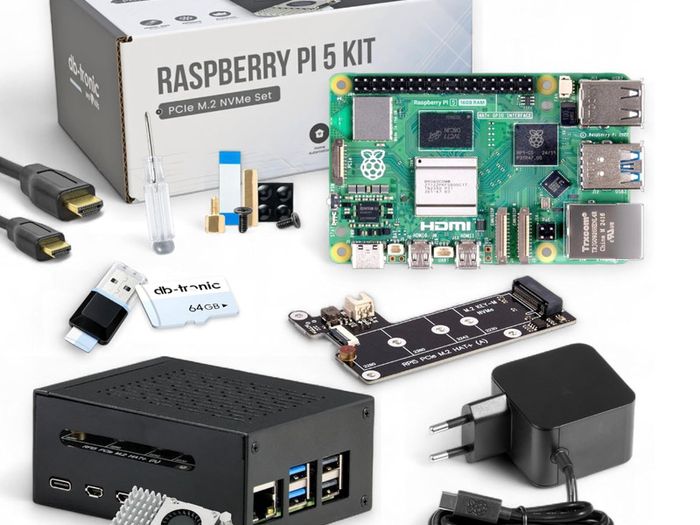 Raspberry Pi 5 8 GB Kit (Metal Case | Active Cooling | M.2 NVMe PCIe SSD | Micro HDMI 4K | ideal for Home Assistant and smart home)