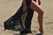 Black maxi beach skirt/cover up with gold buckle, ONE SIZE