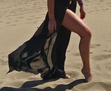 Black maxi beach skirt/cover up with gold buckle, ONE SIZE