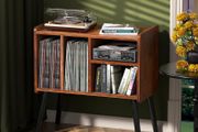 Record Player Table, Mid-Century Record Player Stand with Vinyl Storage Hold Up to 150+ Albums