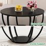 Round Coffee Table,Wooden 2-Tier Circle Coffee Tables with Storage Shelves,Accent Center Table for Living Room, Sofa Table for Home Office, Black Image 5