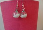 Handmade pearl white sand earrings sterling silver hooks