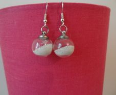 Handmade pearl white sand earrings sterling silver hooks