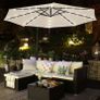 Parasol with LED solar lighting beige  FREE DELIVERY Image 2