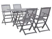 5 Piece Garden Dining Set Solid Acacia Wood Grey