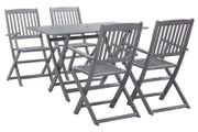 5 Piece Garden Dining Set Solid Acacia Wood Grey