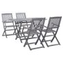 5 Piece Garden Dining Set Solid Acacia Wood Grey Image 2