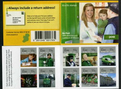 2009 Ireland 25 Years of An Post Self-ahsevie Commemorative Stamps Booklet Mint Never Hinged (MNH)