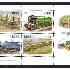 1984 Ireland 150th Anniversary of Irish Railways Miniature Sheet Fine Used with Dublin (Baile Atha Cliath) Cancel