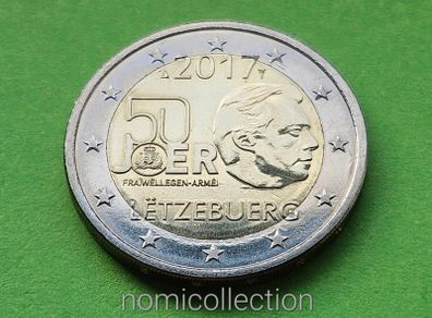 Luxembourg 2017 year Uncirculated 2 Euro coin.