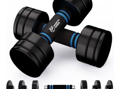Northdeer Steel Dumbbells Ultracompact Adjustable 2.5kg 5kg 7.5kg 10kg 15kg 25kg Chrome Dumbbell with Foam Handles Home Gym Workout Choice of Size