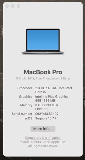 Macbook Pro 13" 2018 512gb Ssd Intel I5 8gb Ram