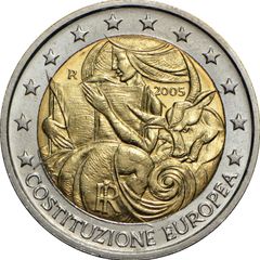 Italy 2 Euro Commemorative Coin 2005 - European Constitution. Uncirculated.