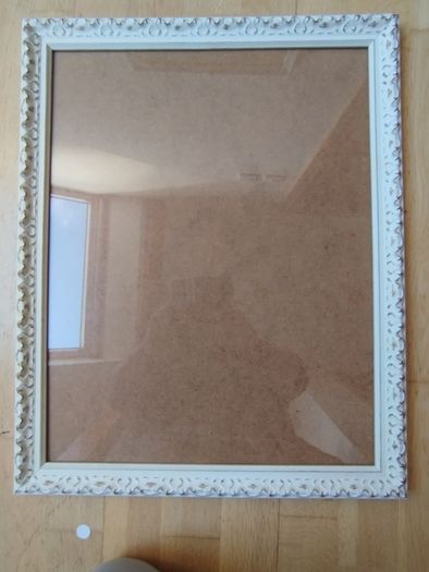 3x Large Vintage Style Picture Frames (White & Gold Distress