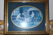 Vintage Margaret Dovadson "Landlords Brew" print in a gilt &amp; teal oval mount