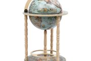 Globe Bar Wine Stand Eucalyptus Wood Blue