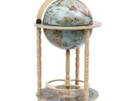 main image for ad Globe Bar Wine Stand Eucalyptus Wood Blue