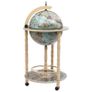 Globe Bar Wine Stand Eucalyptus Wood Blue Image 5