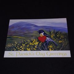 Ireland Postcard : St. Patrick's Day Postcard - Stonechat with Croagh Patrick In The Background - 1997